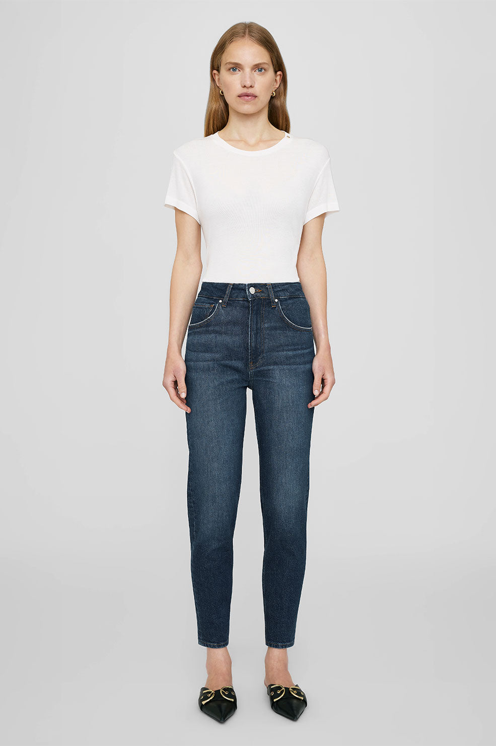 ANINE BING Amani Tee in Off White Cashmere Blend