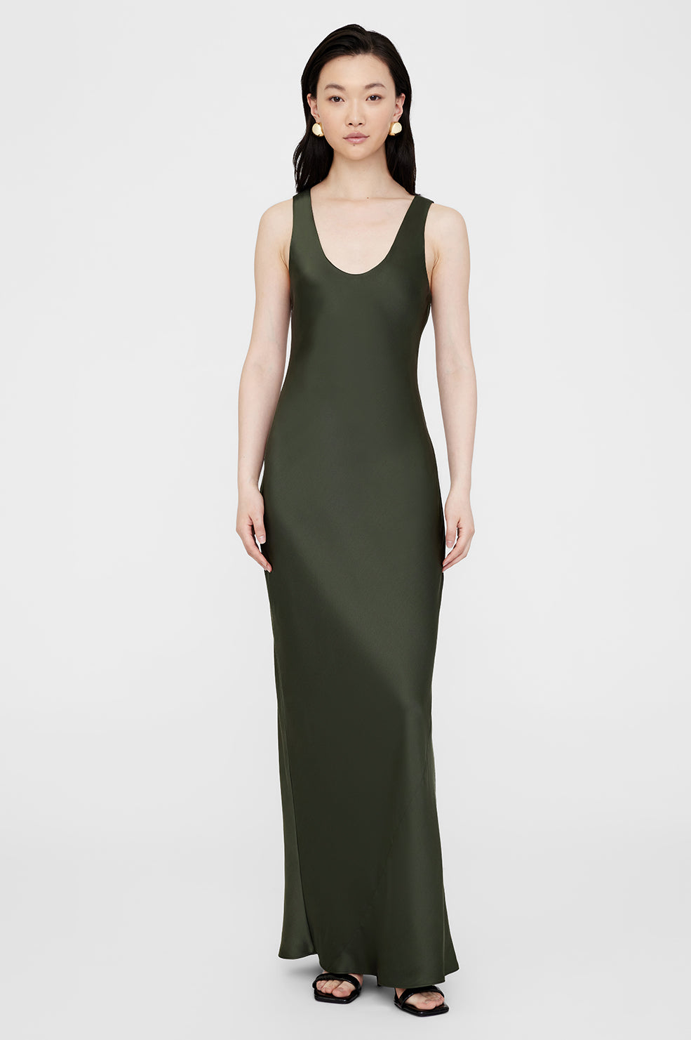 ANINE BING Camille Dress in Dark Olive