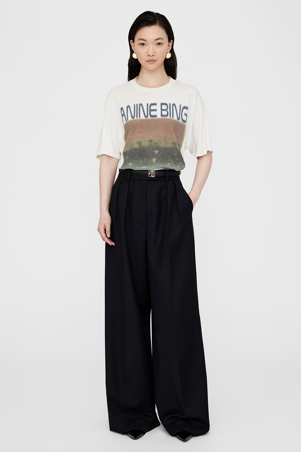 ANINE BING Cade Tee Mushrooms in Off White