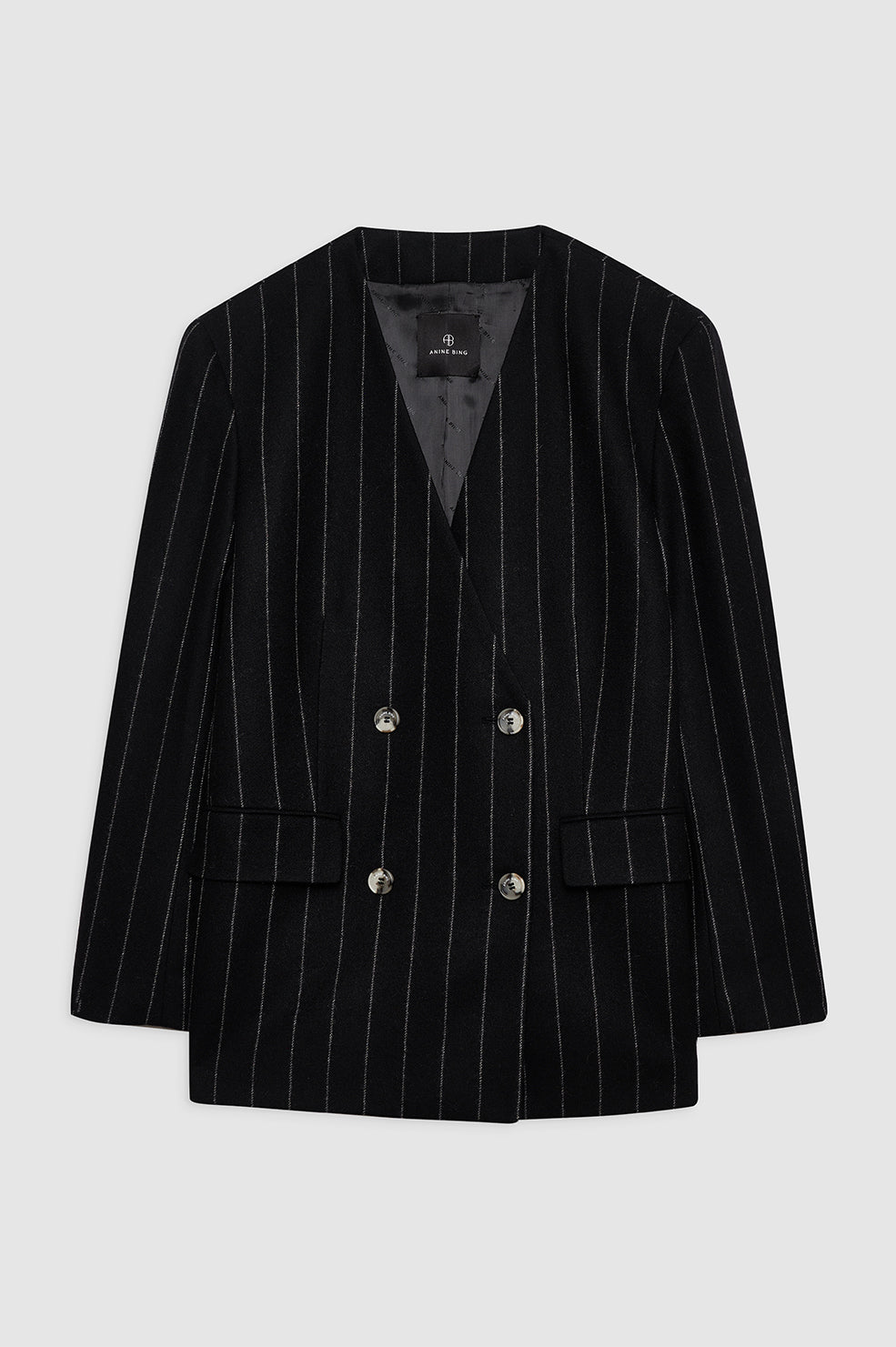 ANINE BING Maron Blazer in Dark Grey Pinstripe