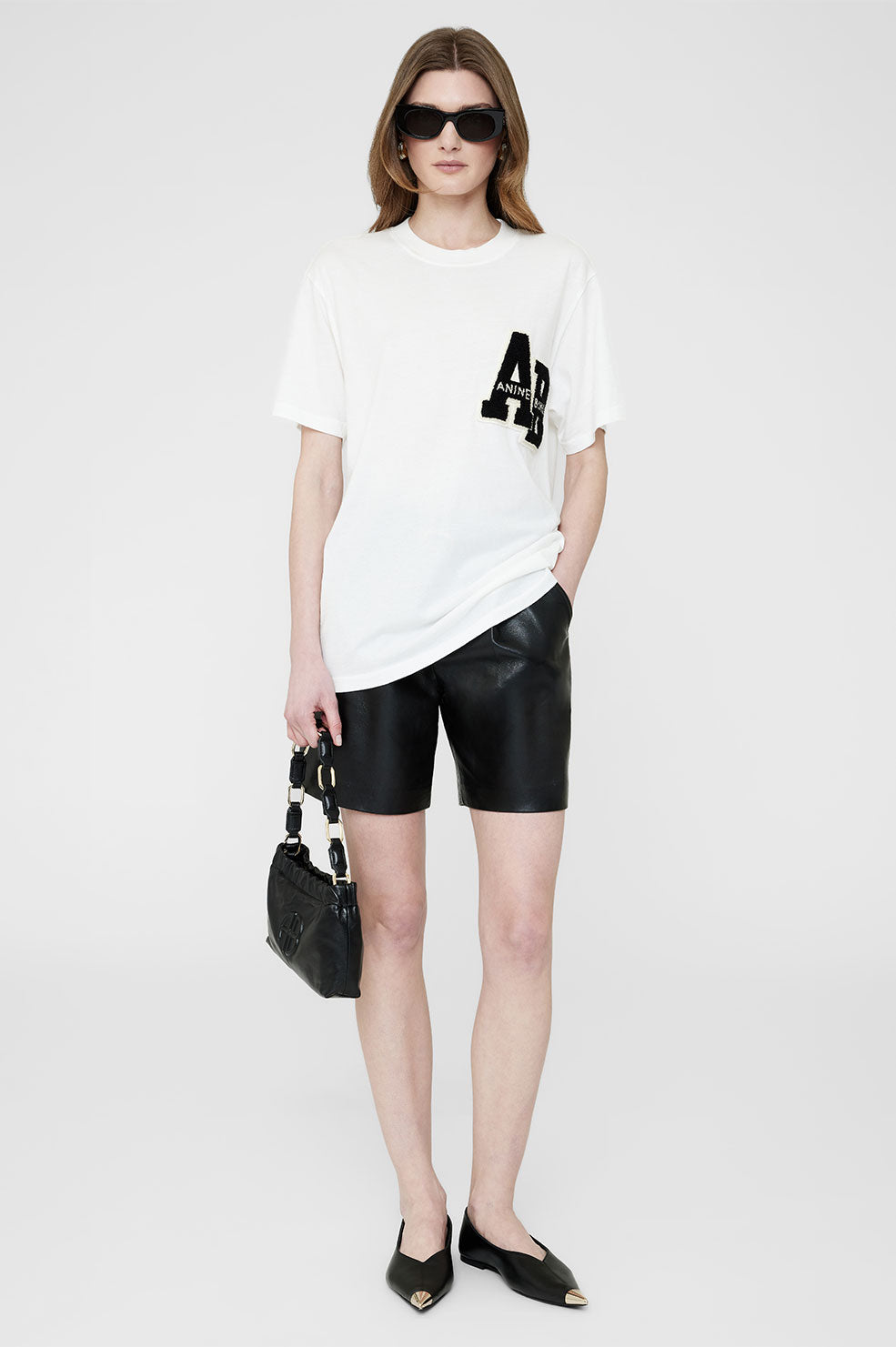 ANINE BING Lili Tee Letterman in Off White