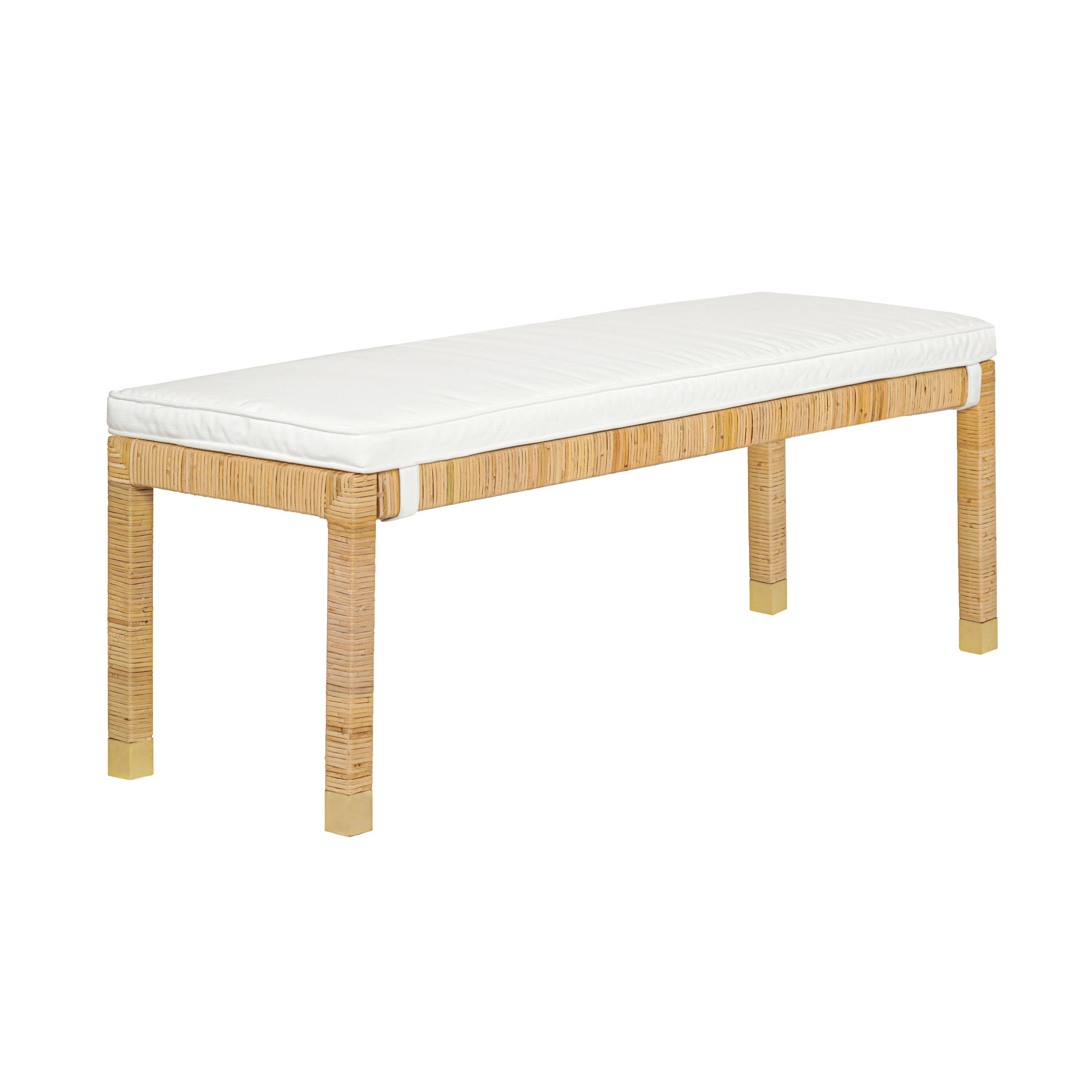 Amara Woven Rattan Performance Fabric Bench