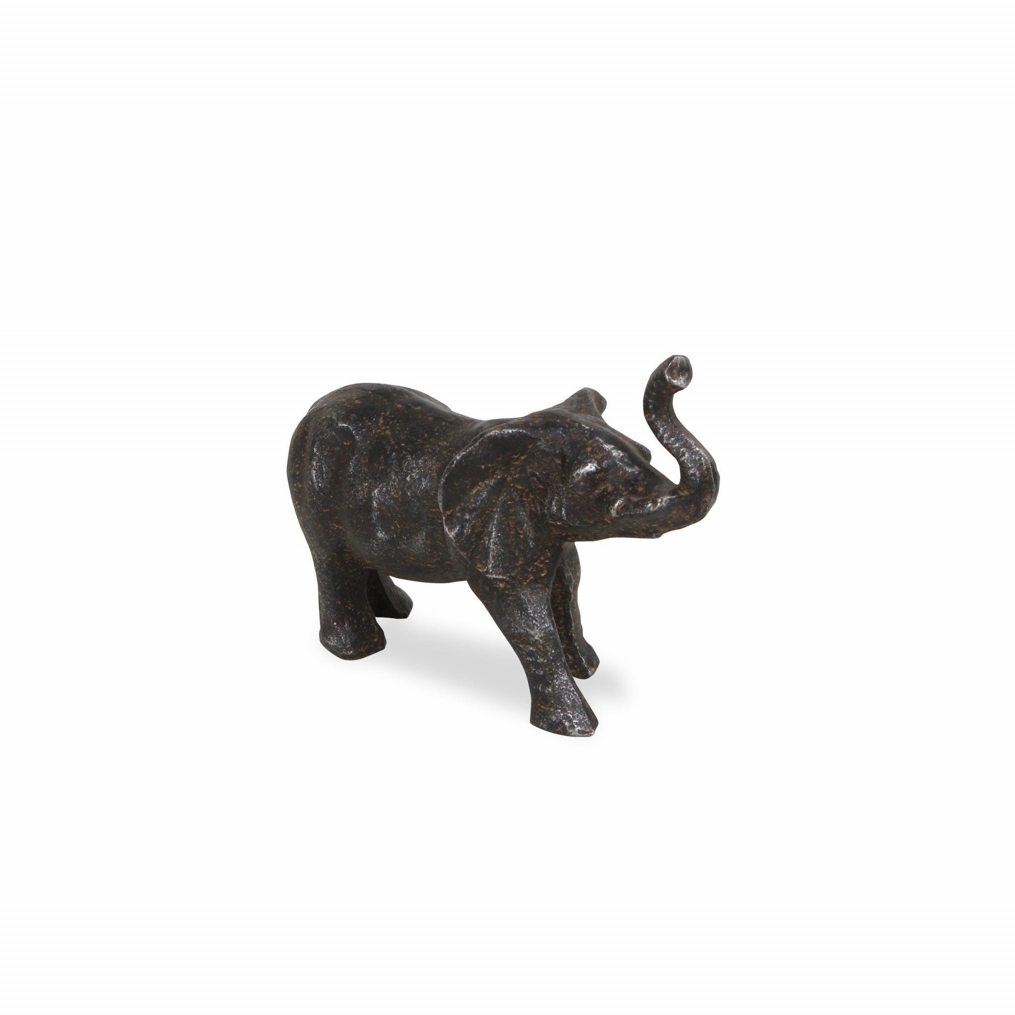 Gray Rustic Cast Iron Elephant Hand Painted  Sculpture