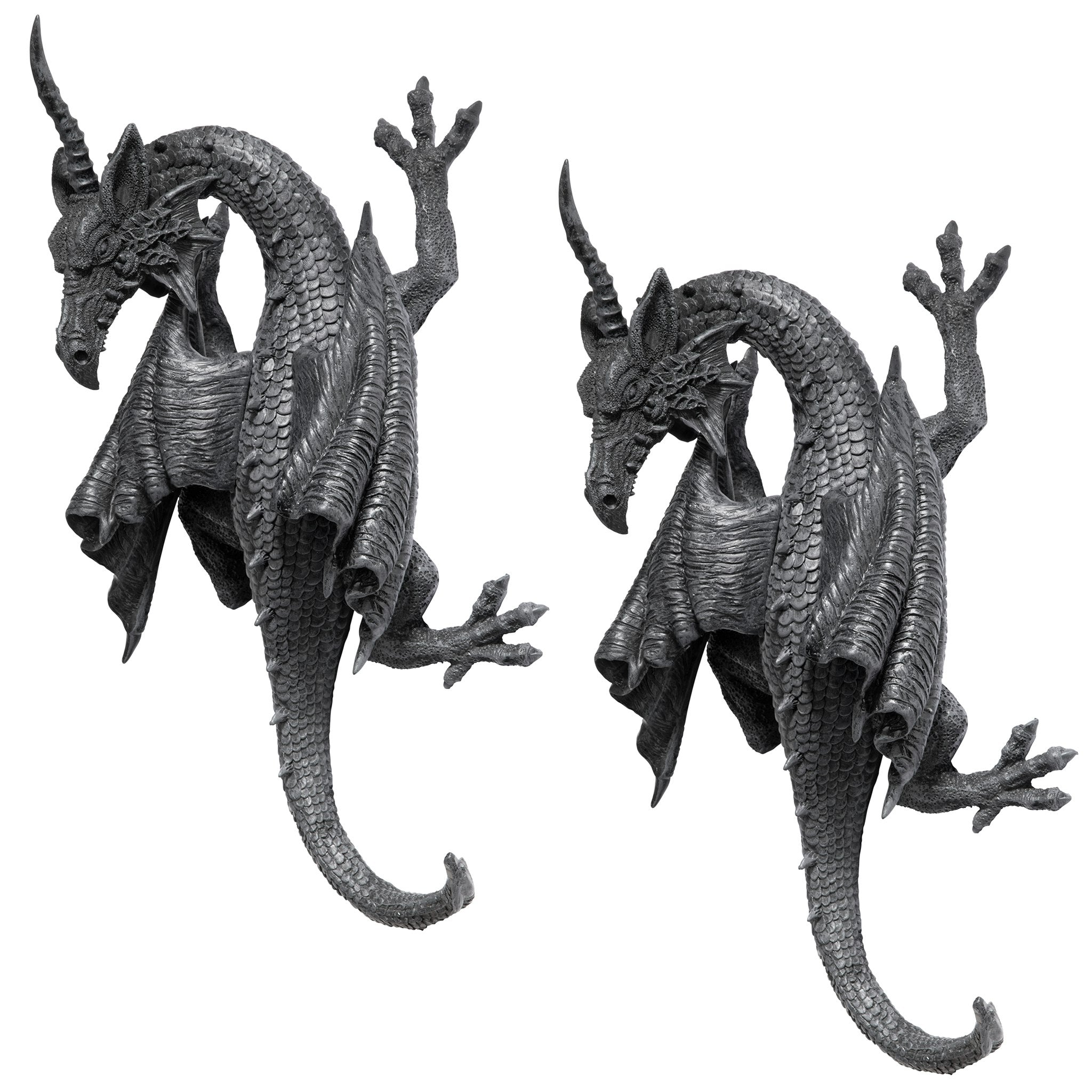 Horned Dragon of Devonshire Wall Sculpture: Set of Two